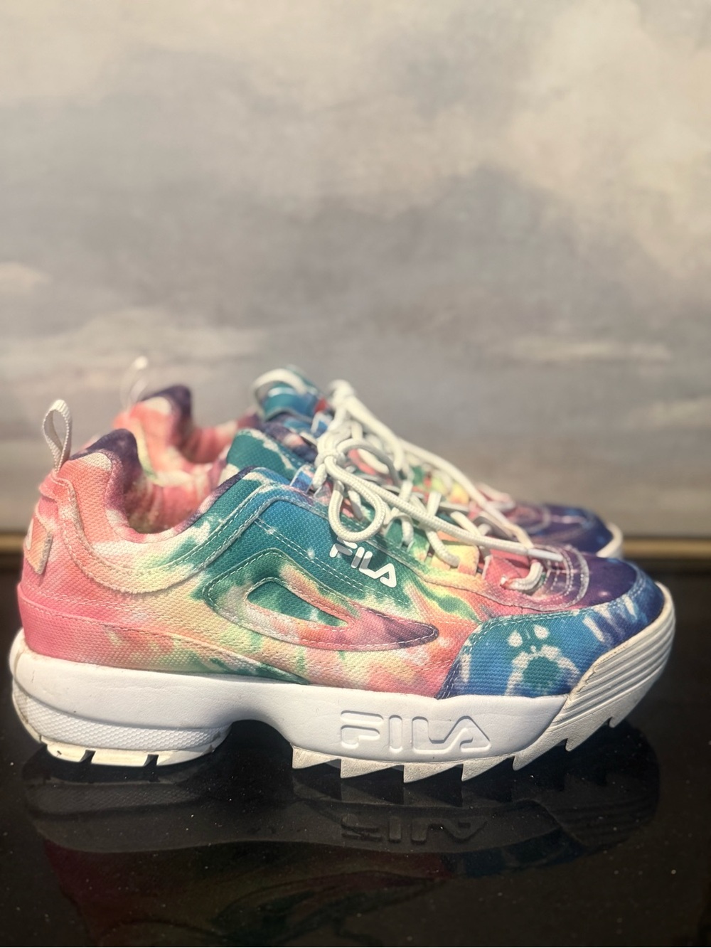 Fila Disruptor 2 tie dye multi color chunky sneakers